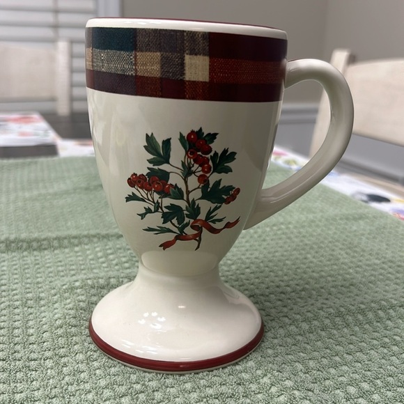 CIC RW China Pedestal Mug. Plaid Christmas theme. Raymond Waites. - Picture 1 of 6